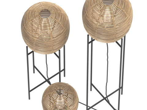 Candeeiro de mesa Sari com lâmpada de vime de bambu Modelo 3D