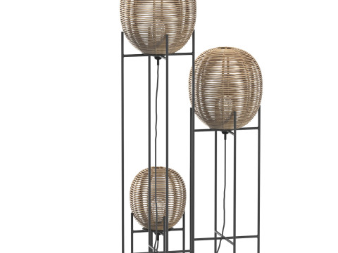 Candeeiro de mesa Sari com lâmpada de vime de bambu Modelo 3D