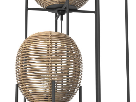 Candeeiro de mesa Sari com lâmpada de vime de bambu Modelo 3D