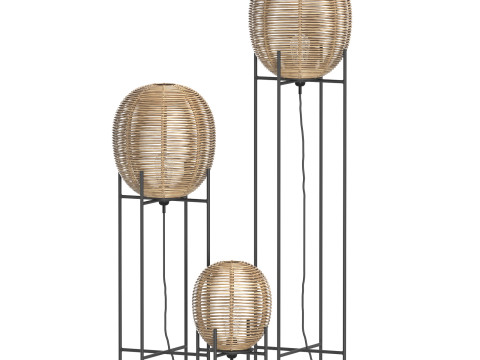 Candeeiro de mesa Sari com lâmpada de vime de bambu Modelo 3D