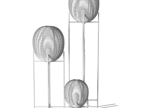 Candeeiro de mesa Sari com lâmpada de vime de bambu Modelo 3D