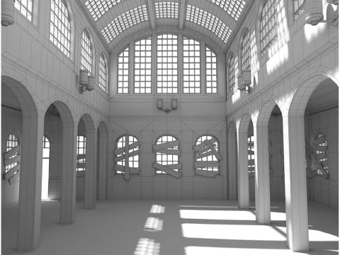 परित्यक्त औद्योगिक ईंट इंजन हाउस लोकोमोटिव डिपो 19वीं सदी शैली 3D मॉडल