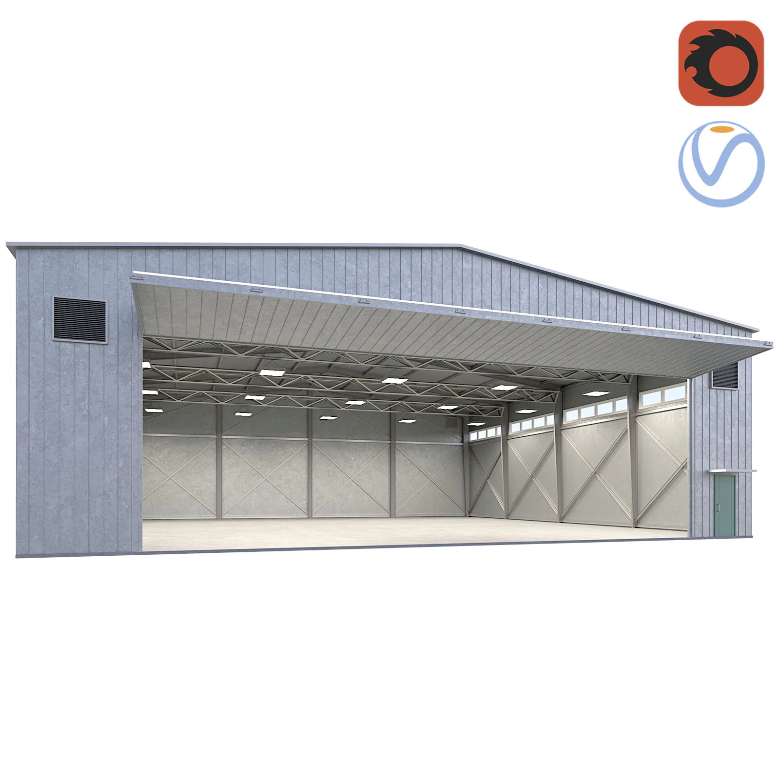 Hangar per aerei in metallo Modello 3D .c4d .max .obj .3ds .fbx .stl .blend