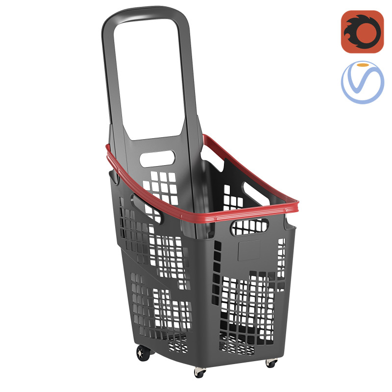 Черная тележка для покупок 3D Модель .c4d .max .obj .3ds .fbx .stl .blend