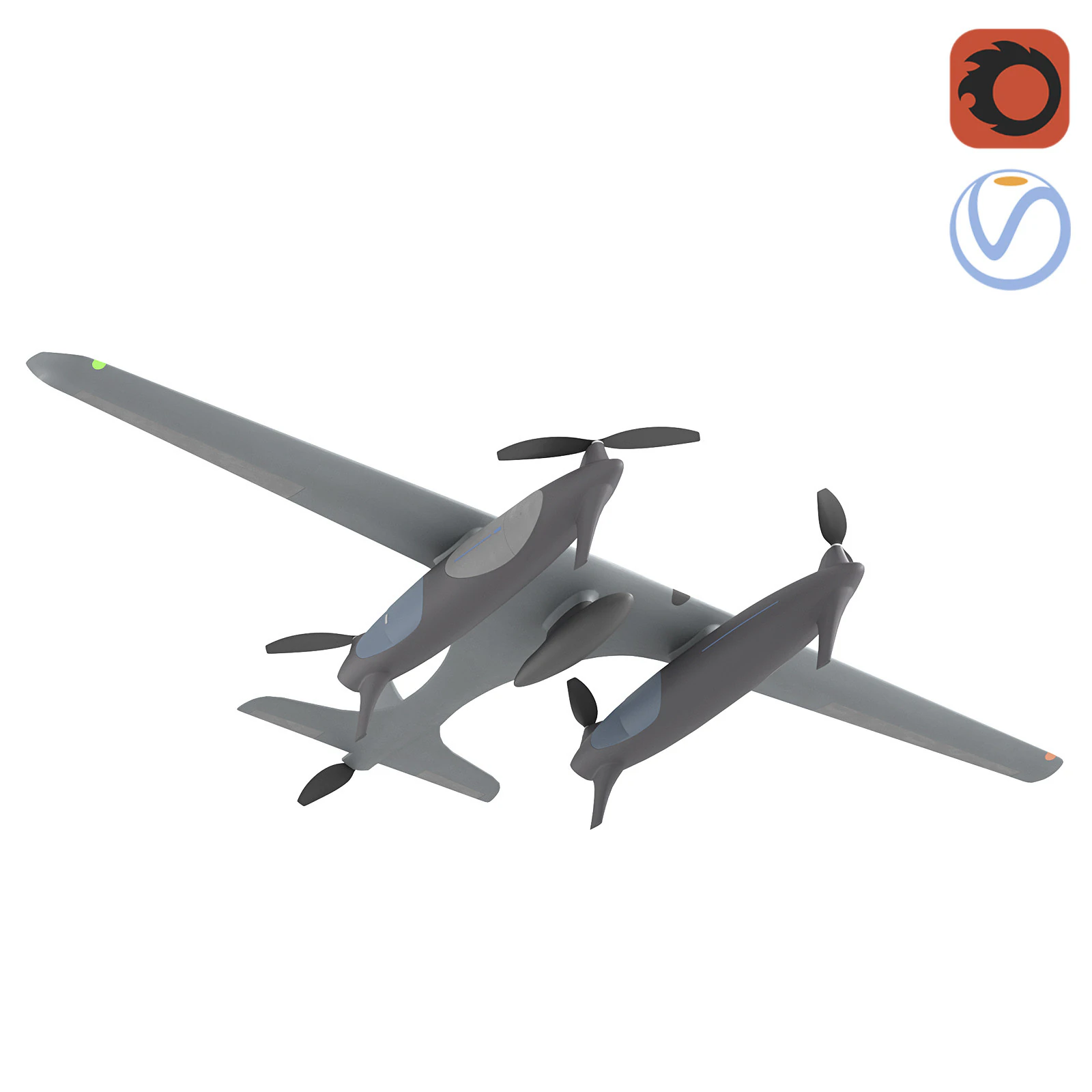 Unmanned Heven Drone Raider loader 3D Model .c4d .max .obj .3ds .fbx .stl .blend 