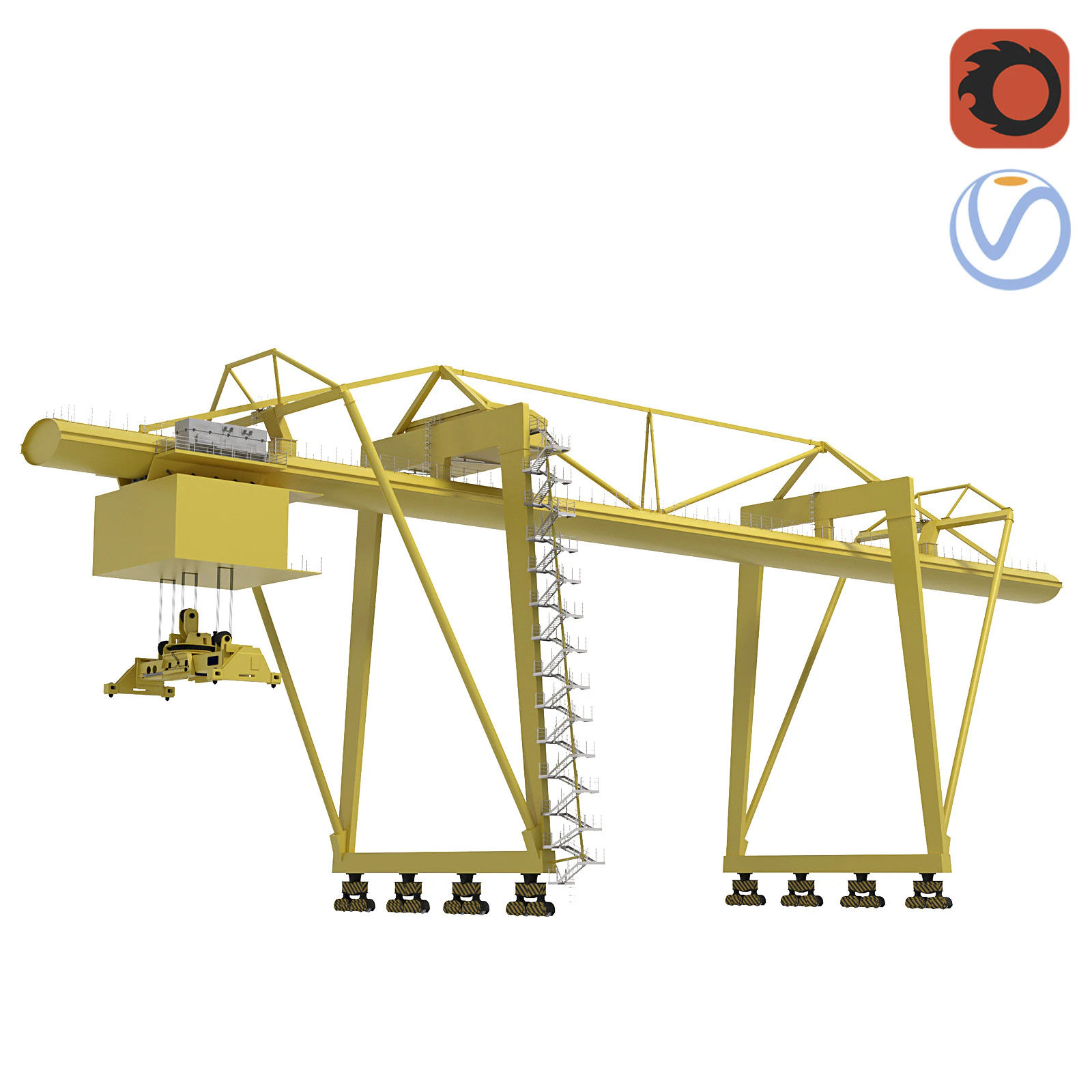 Container yellow cargo crane 3D Model .c4d .max .obj .3ds .fbx .stl .blend 