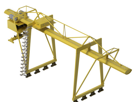 Container yellow cargo crane 3D Model