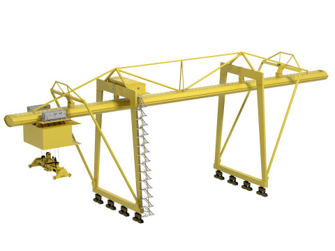 Container yellow cargo crane 3D Model