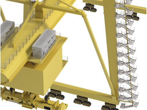 Container yellow cargo crane 3D Model