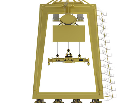 Container yellow cargo crane 3D Model