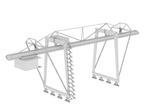 Container yellow cargo crane 3D Model