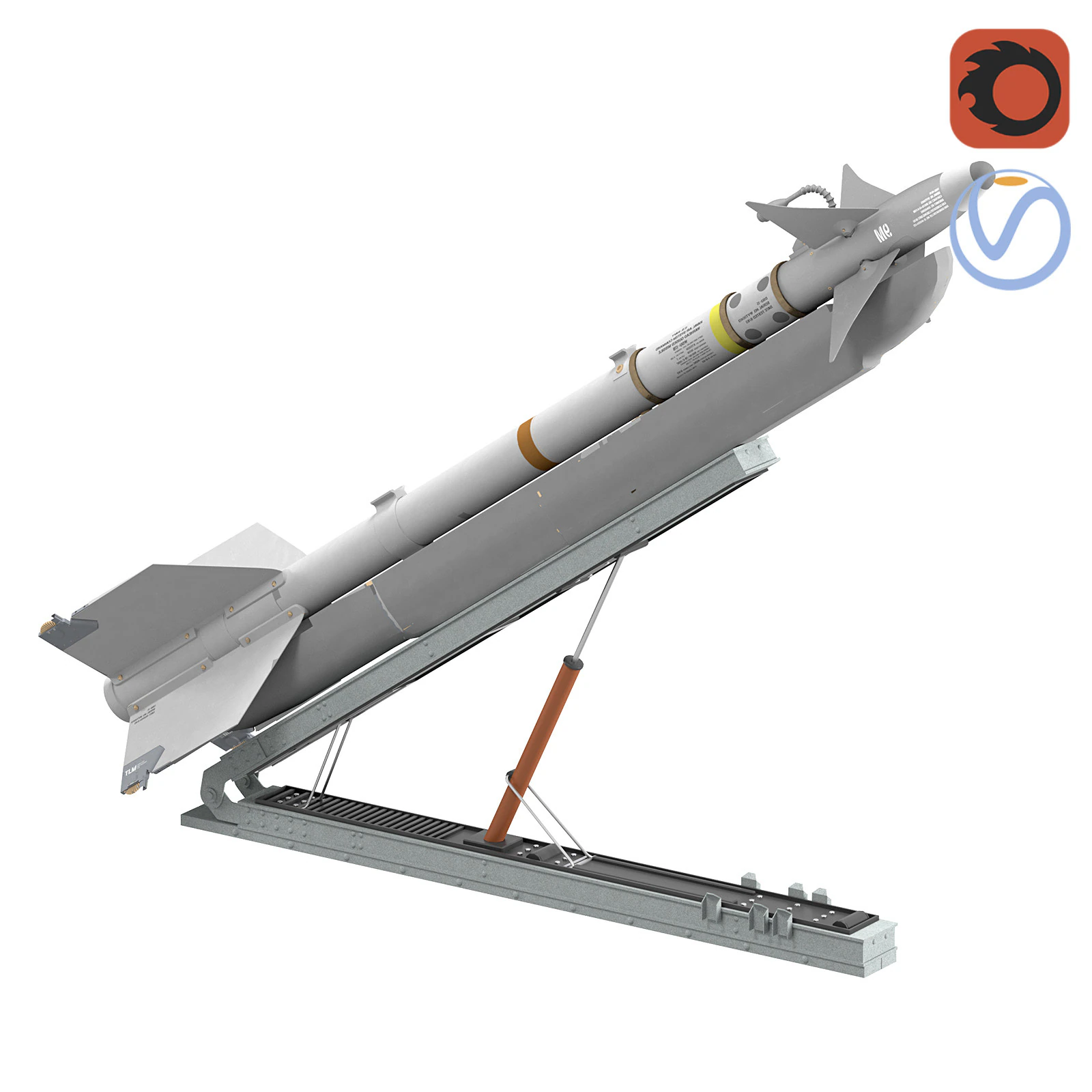 R-73 AA 11 Archer SeeDragon Launcher 3D Model .c4d .max .obj .3ds .fbx .stl .blend 