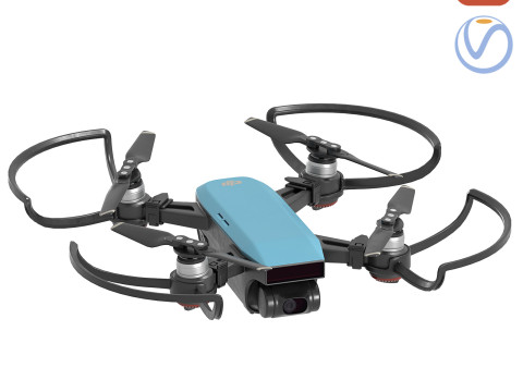 DJI Spark Синий Черный дрон 3D Модель
