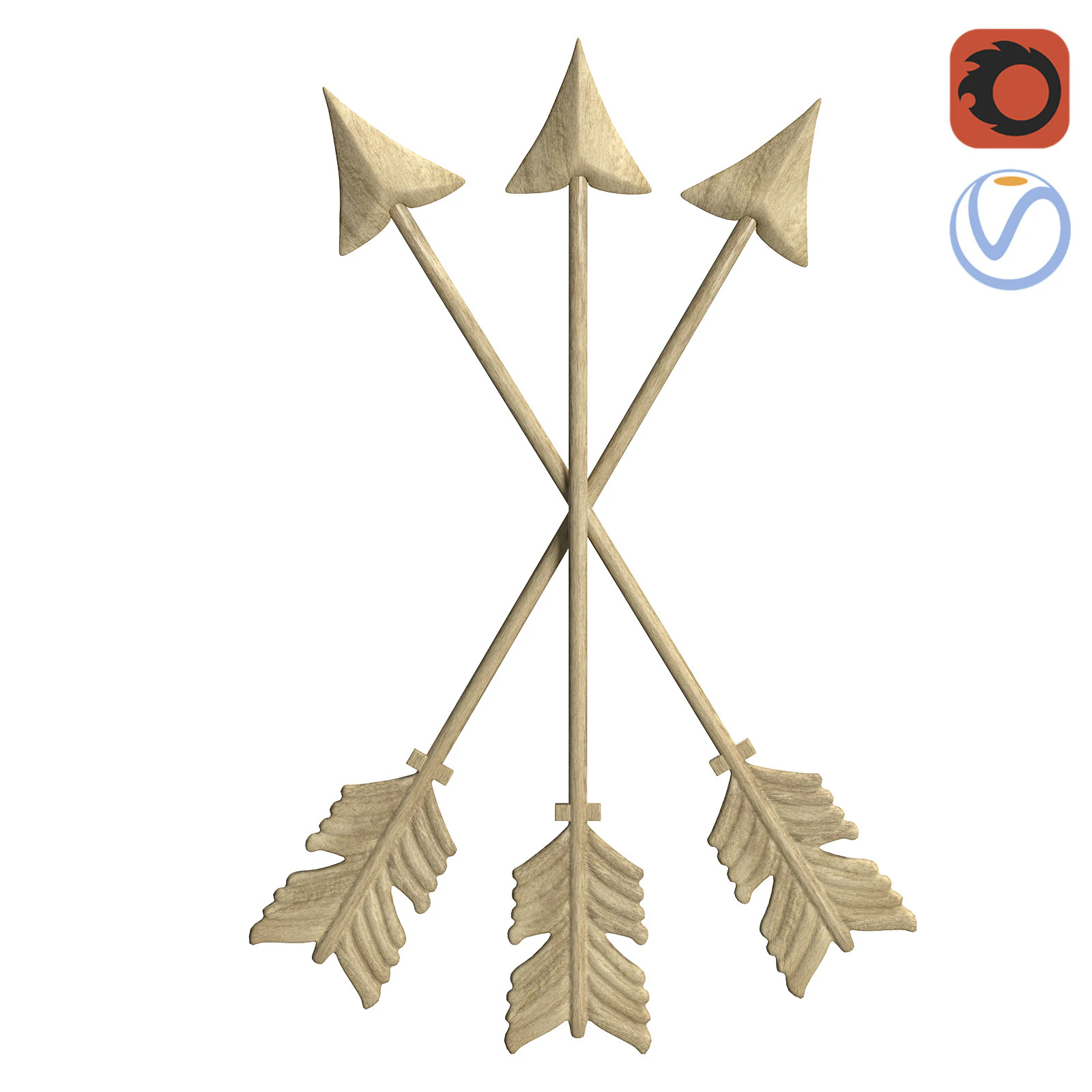 Rustic Native American Wall Art Arrows 3D Model .c4d .max .obj .3ds .fbx .stl .blend 