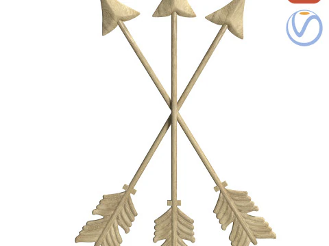 소박한 아메리카 원주민 벽 예술 화살표 3D 모델