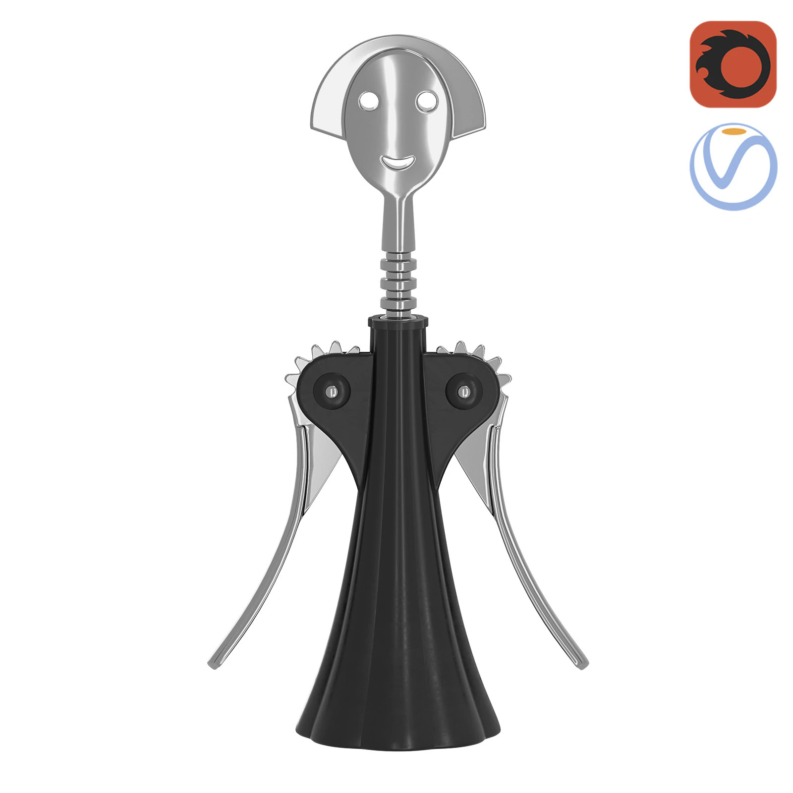 Decorative corkscrew for wine bottle 3D Model .c4d .max .obj .3ds .fbx .stl .blend 