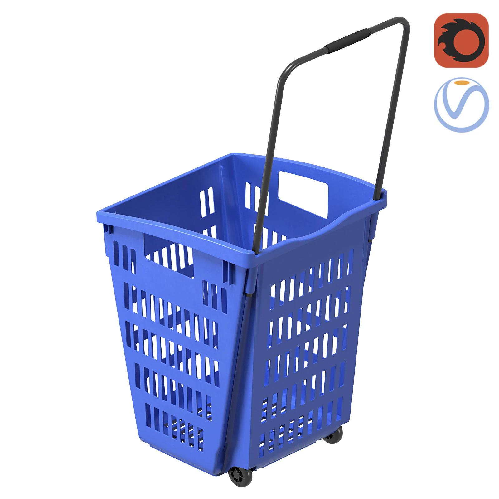 Carrello della spesa in plastica blu Modello 3D .c4d .max .obj .3ds .fbx .stl .blend