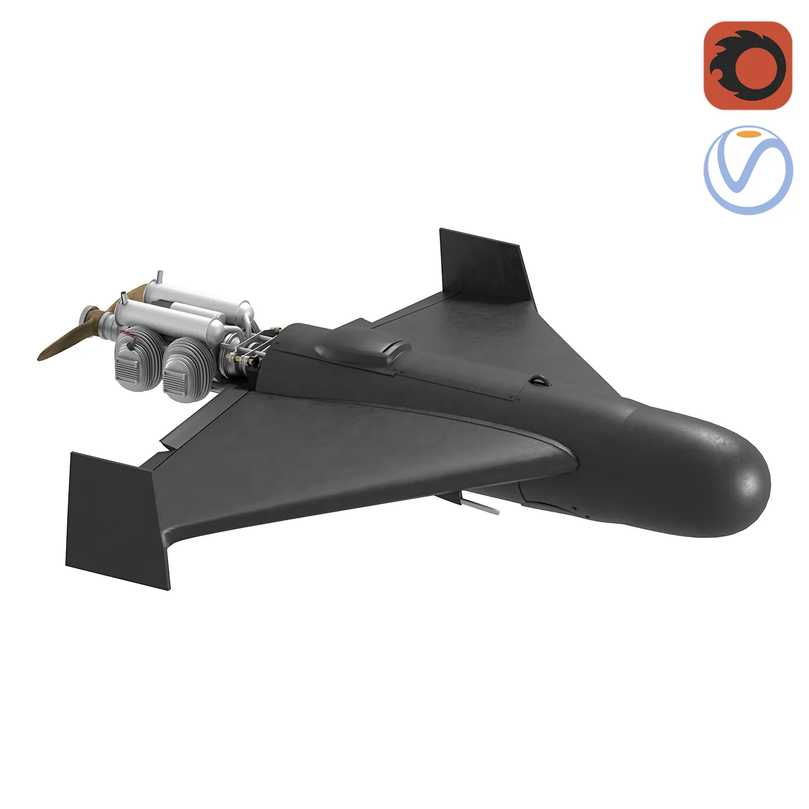 BEHEMOTH Long-Range Strike UAV 3D Model .c4d .max .obj .3ds .fbx .stl .blend 