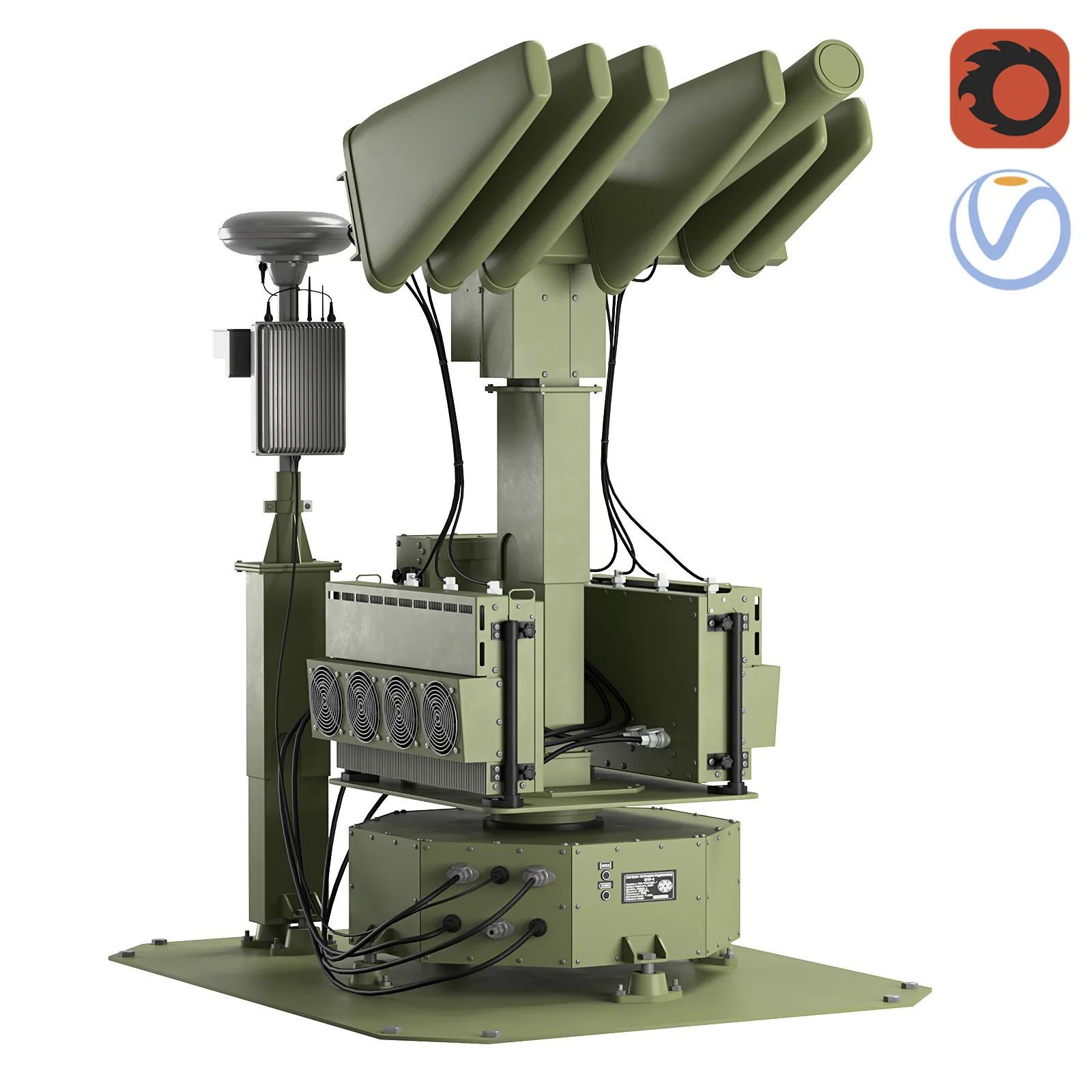 UAV Countermeasures System Anti-Drone Defense Station 3D Model .c4d .max .obj .3ds .fbx .stl .blend 