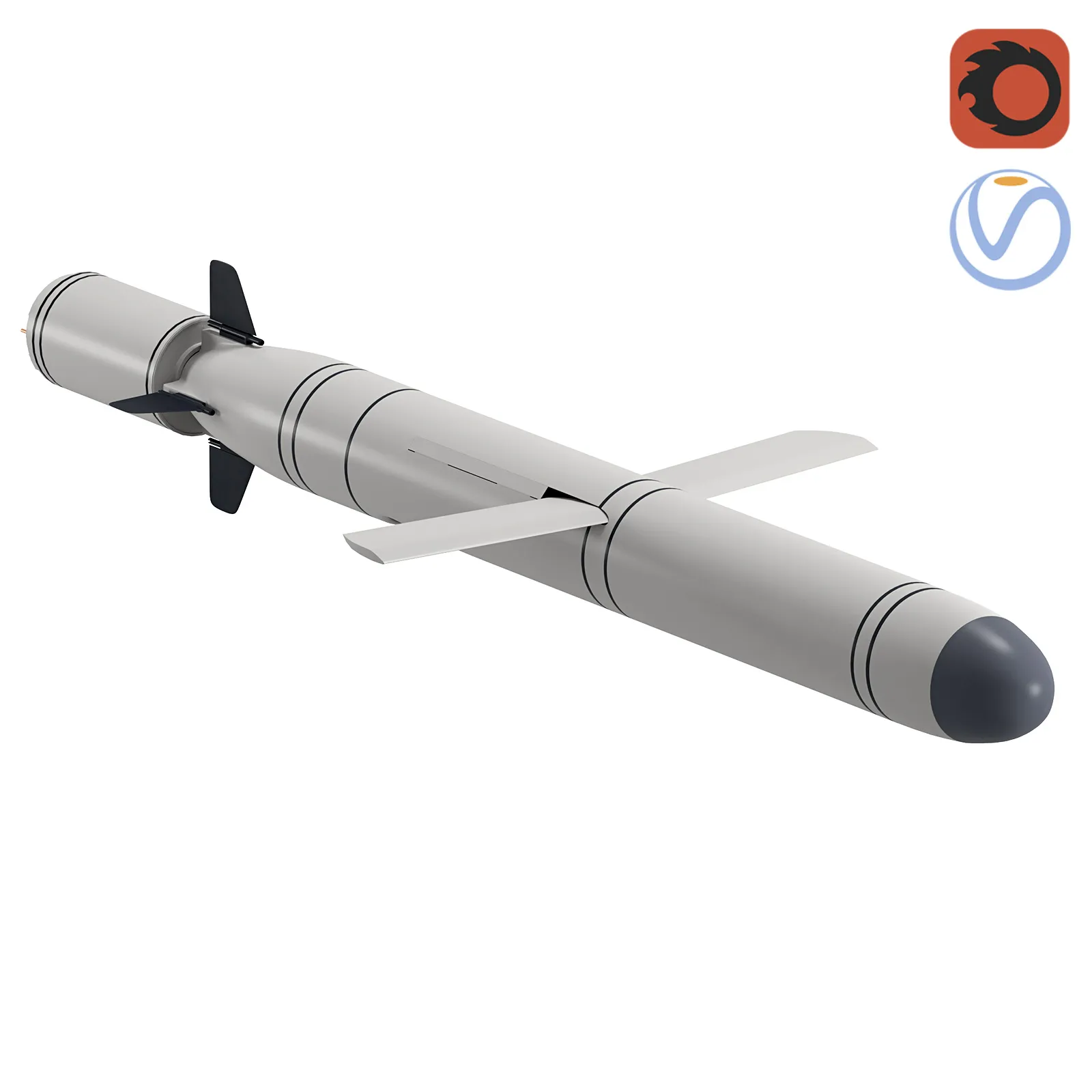 Kalibr Cruise Missile 3D Model .c4d .max .obj .3ds .fbx .stl .blend 