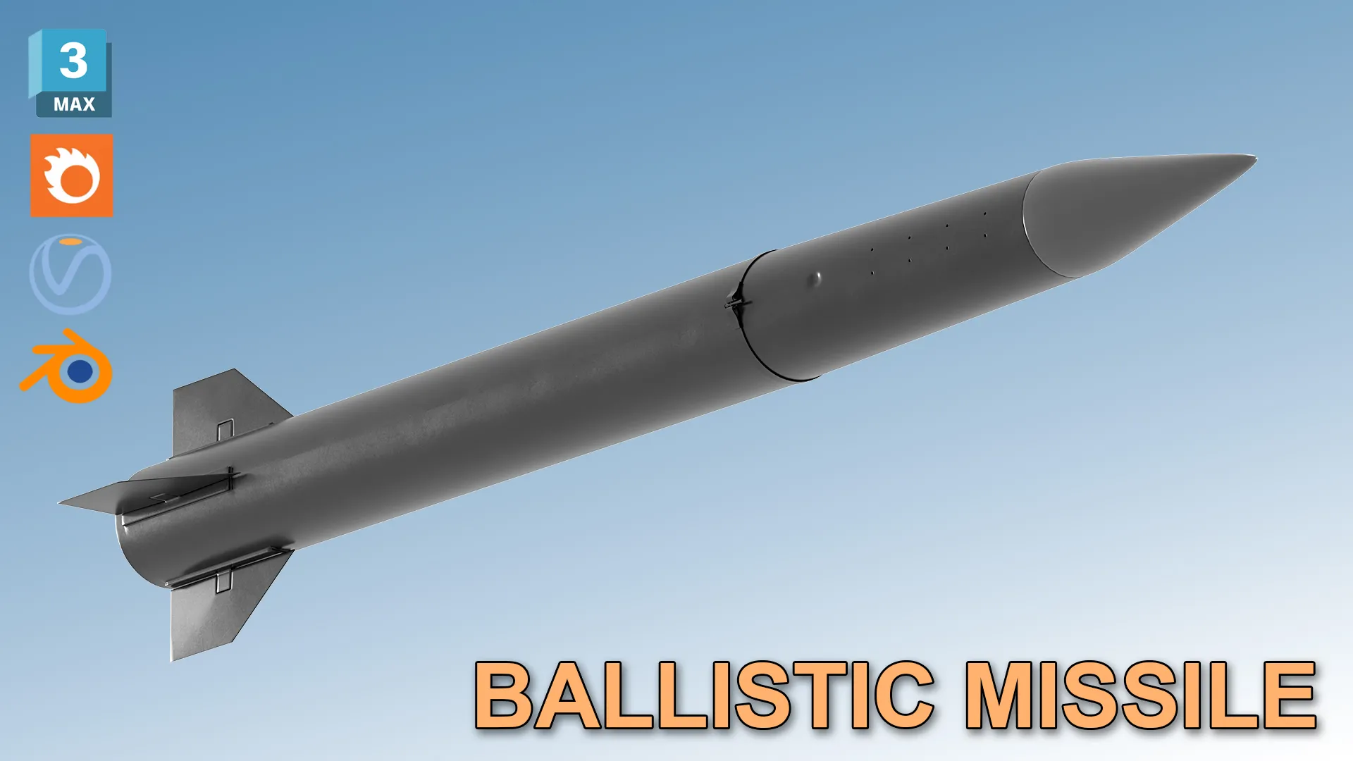 FP-7 Ballistic Missile 3D Model .c4d .max .obj .3ds .fbx .stl .blend