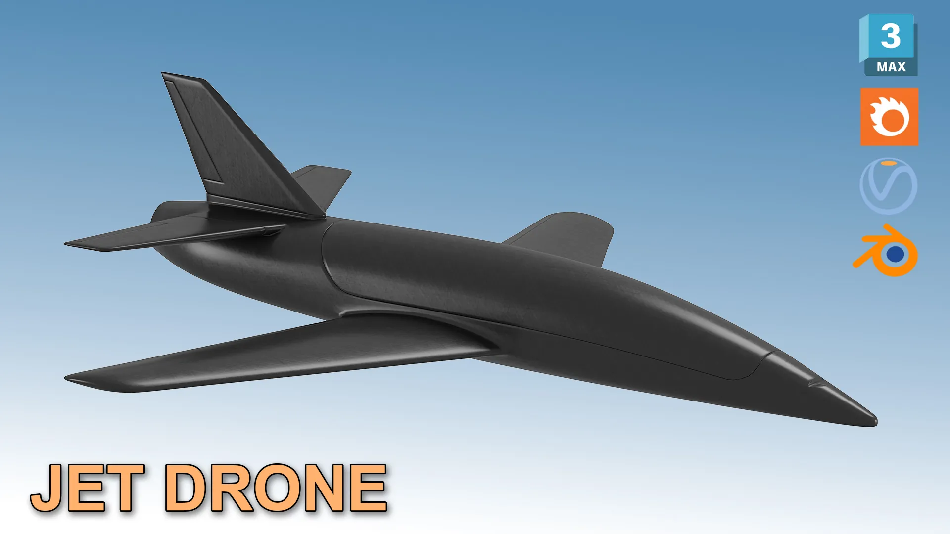 Chaklun JET Interceptor UAV 3D Model .c4d .max .obj .3ds .fbx .stl .blend