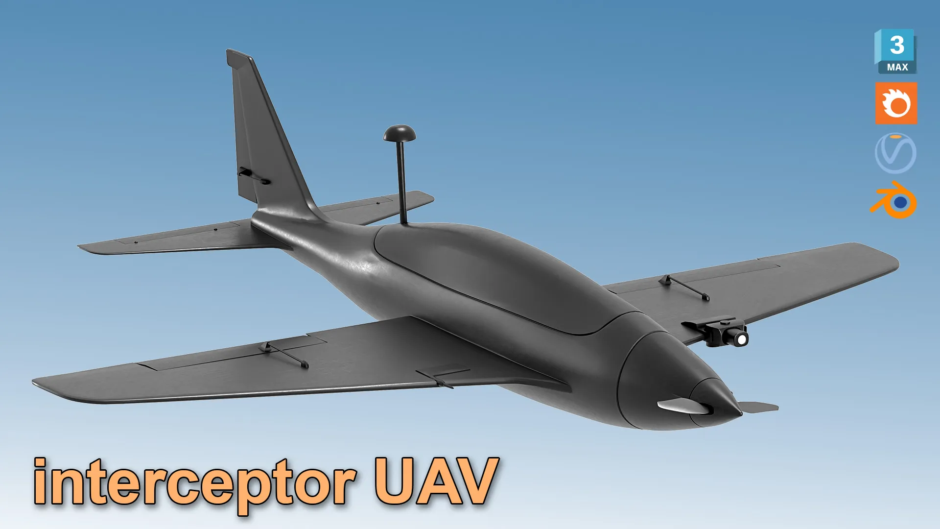 Cyclop Tsiklop Interceptor UAV 3D Model .c4d .max .obj .3ds .fbx .stl .blend