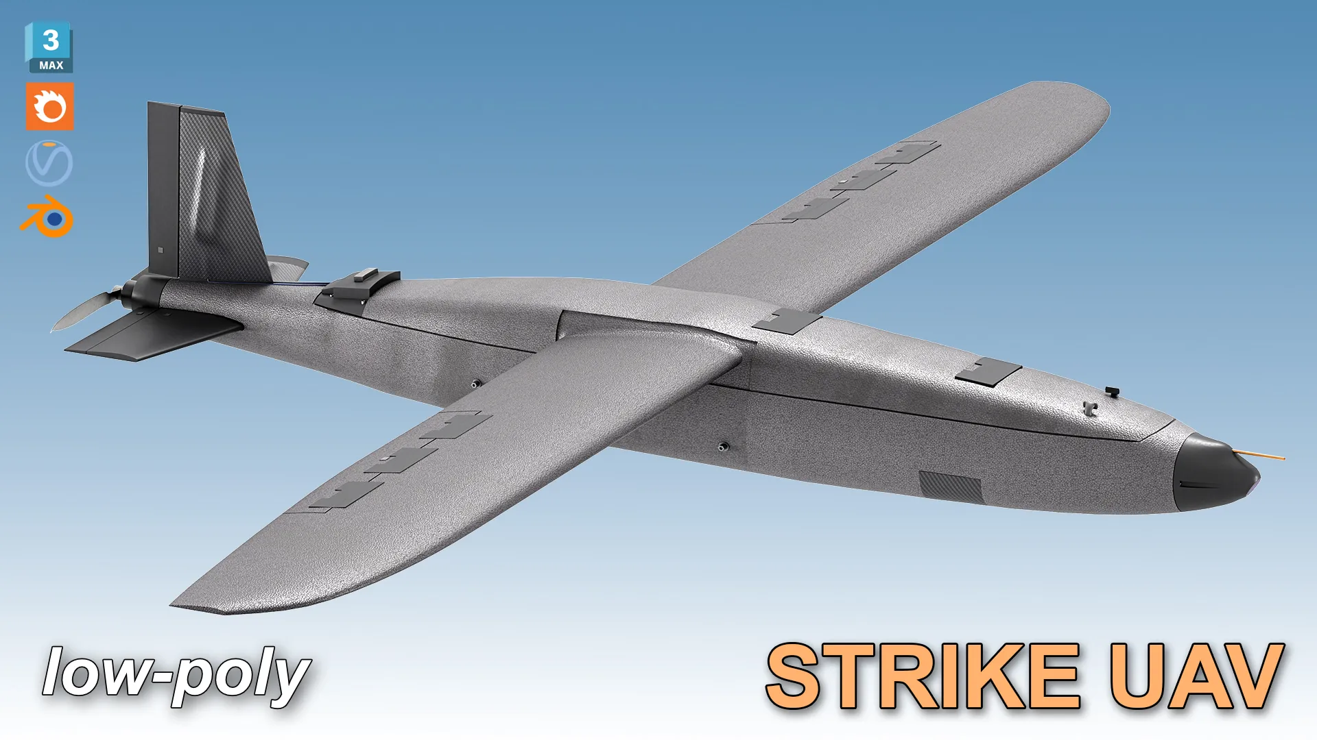 Hornet Strike UAV 3D Model .c4d .max .obj .3ds .fbx .stl .blend 