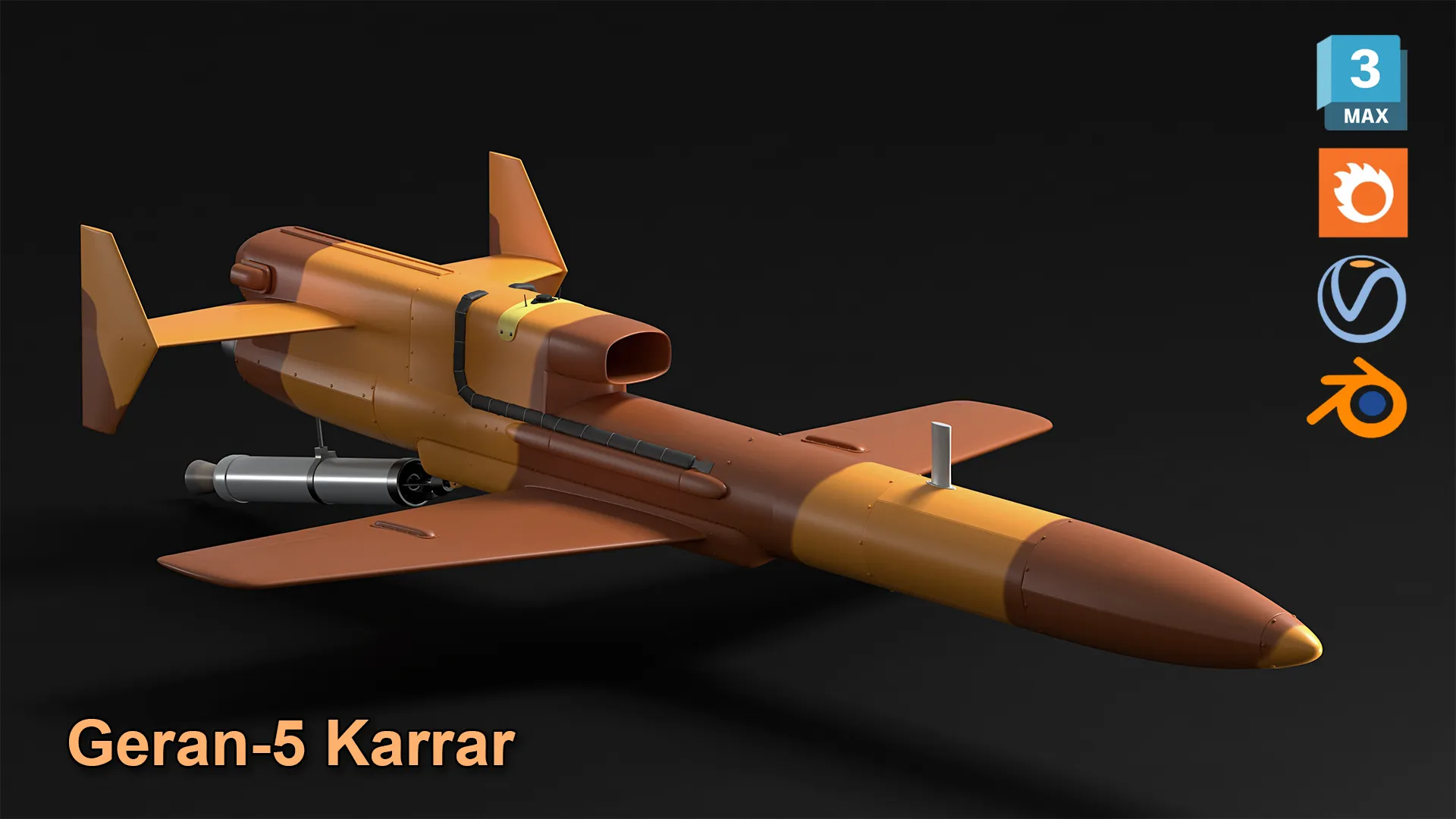 Geran-5 Karrar-Type UAV 3D Model .c4d .max .obj .3ds .fbx .stl .blend 