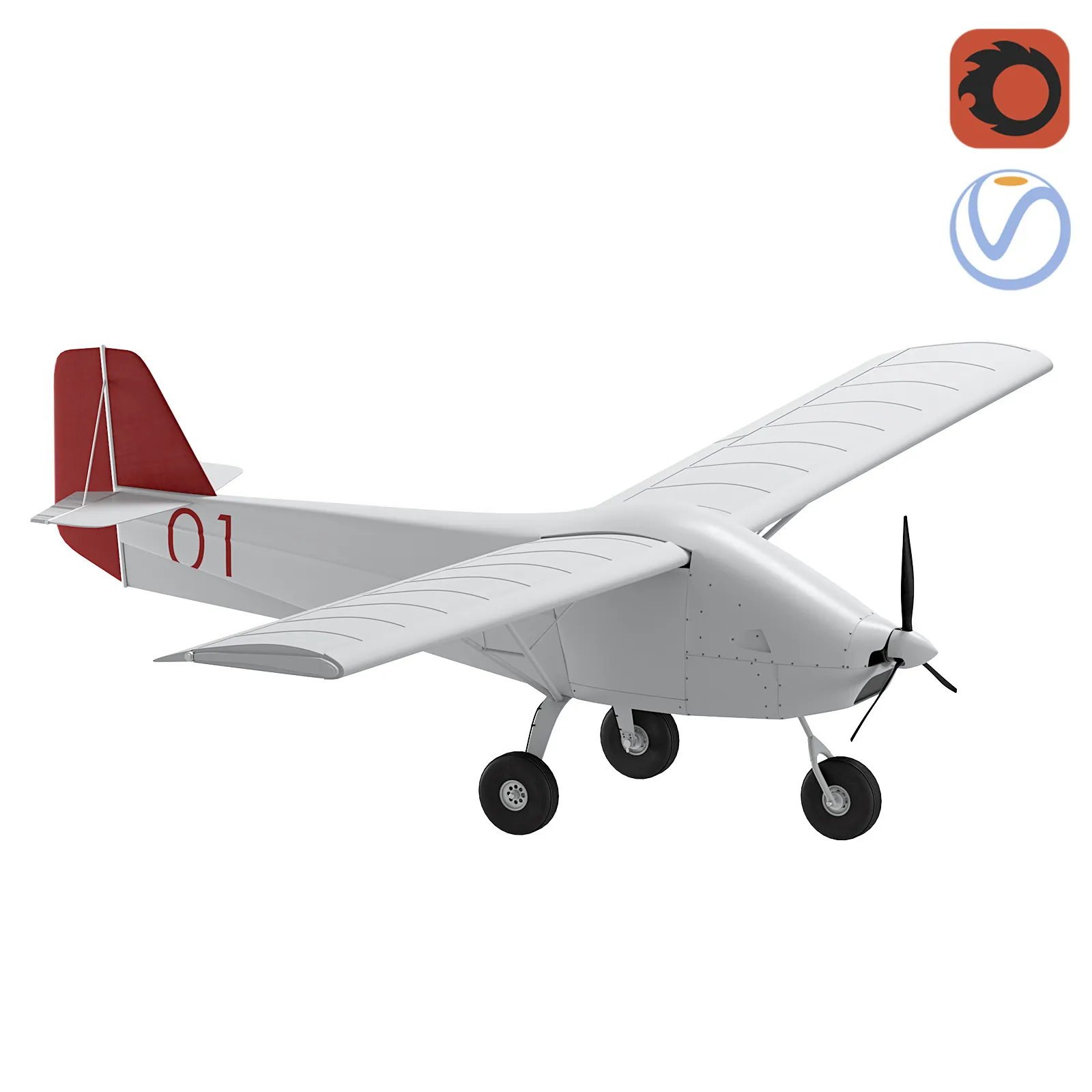 E-300 Enterprise UAV 3D Model .c4d .max .obj .3ds .fbx .stl .blend 