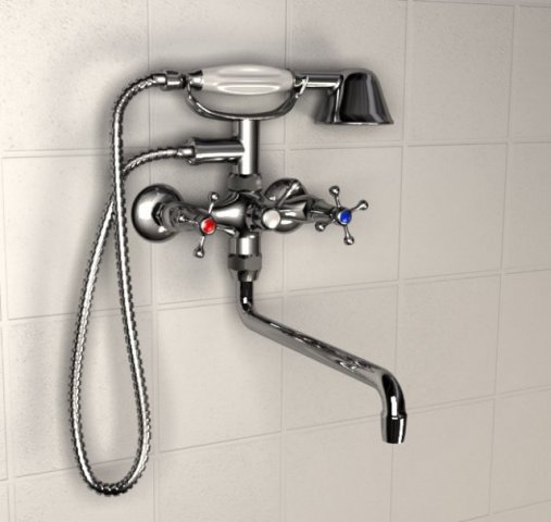 wall mixer retro 01 3D 모델 .c4d .max .obj .3ds .fbx .stl .blend 