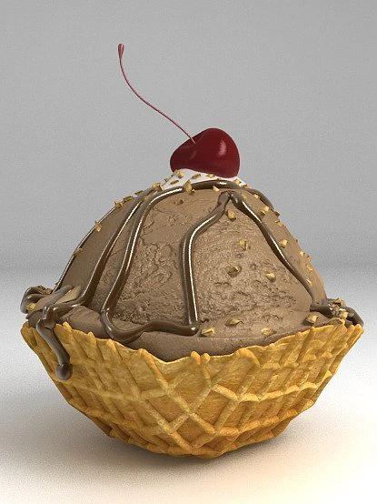chocolate ice cream with cherry 3D Model .c4d .max .obj .3ds .fbx .stl .blend 