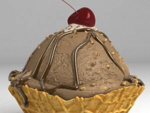 chocolate ice cream with cherry 3D-Modell