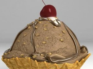 chocolate ice cream with cherry 3D Model