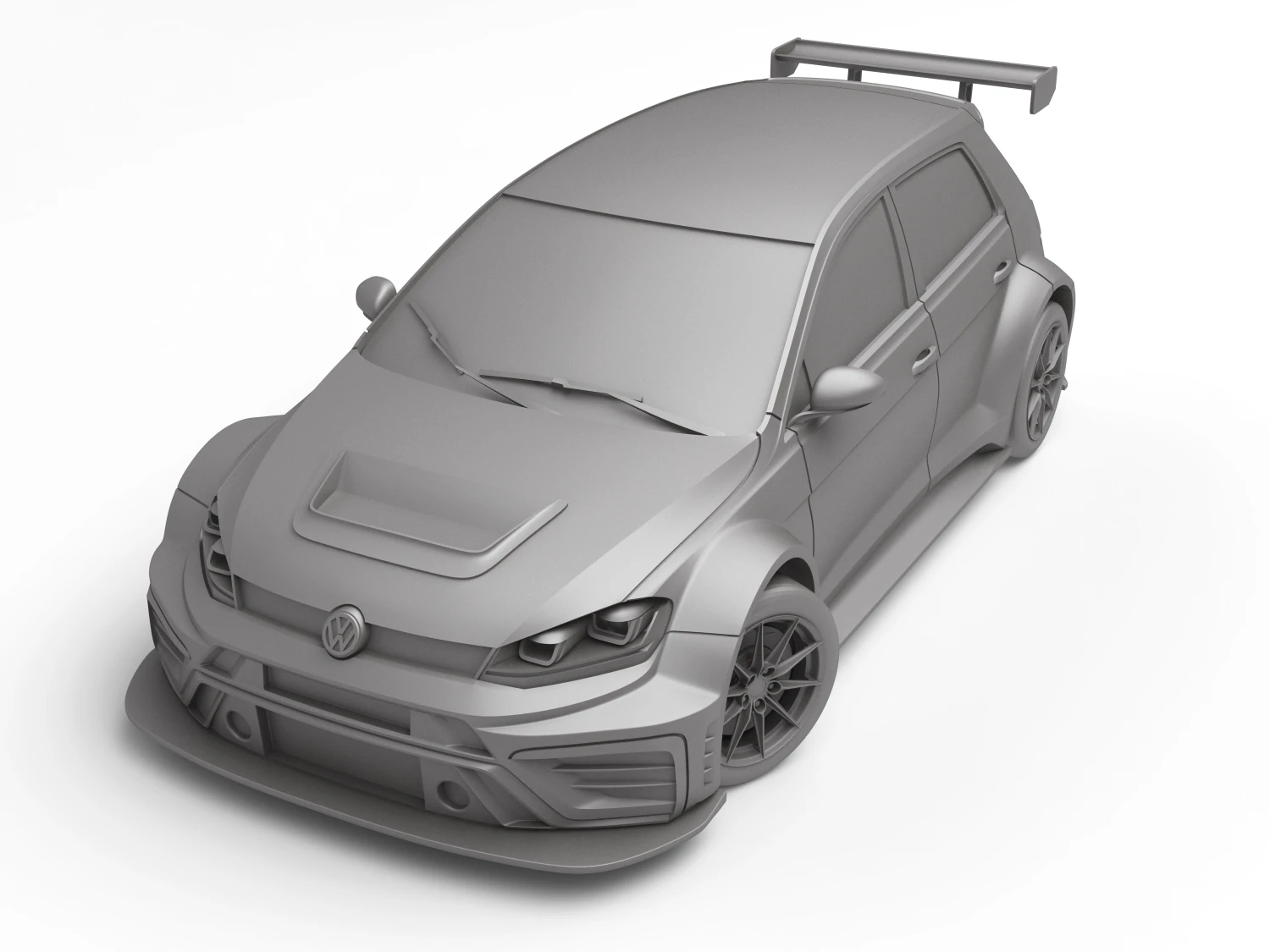 VW Golf Gti TCR 3D Print Model .c4d .max .obj .3ds .fbx .stl .blend 