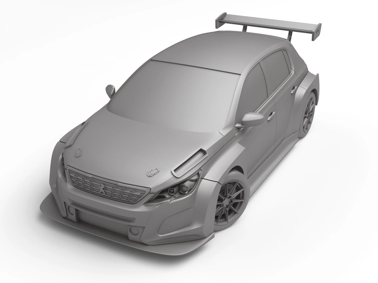 Peugeot 308 TCR 3D Print Model .c4d .max .obj .3ds .fbx .stl .blend
