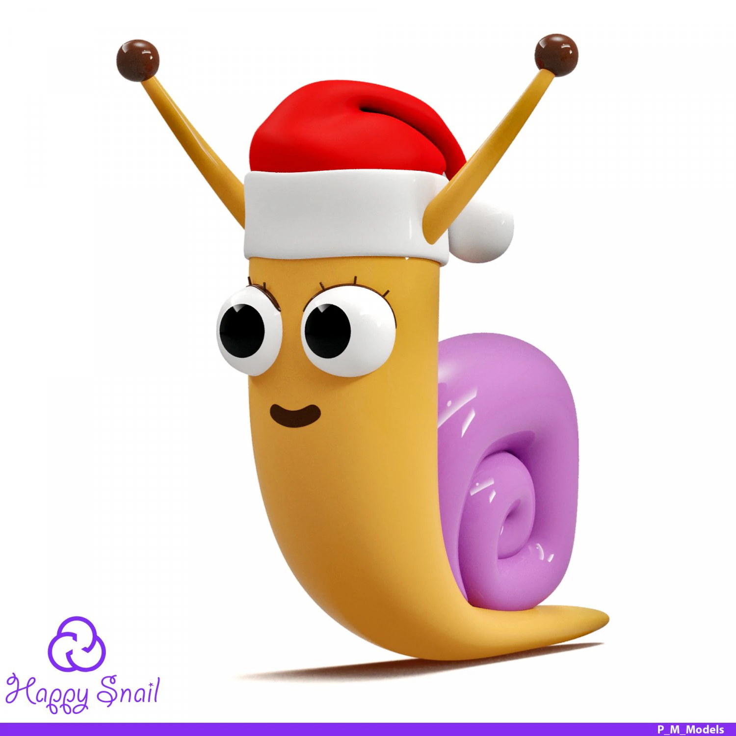 New Years Snail 3D Print Model .c4d .max .obj .3ds .fbx .stl .blend 