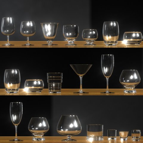 16 glasses party  casual pack 3D Model .c4d .max .obj .3ds .fbx .stl .blend 