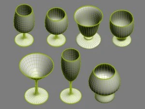 16 glasses party  casual pack 3D Model