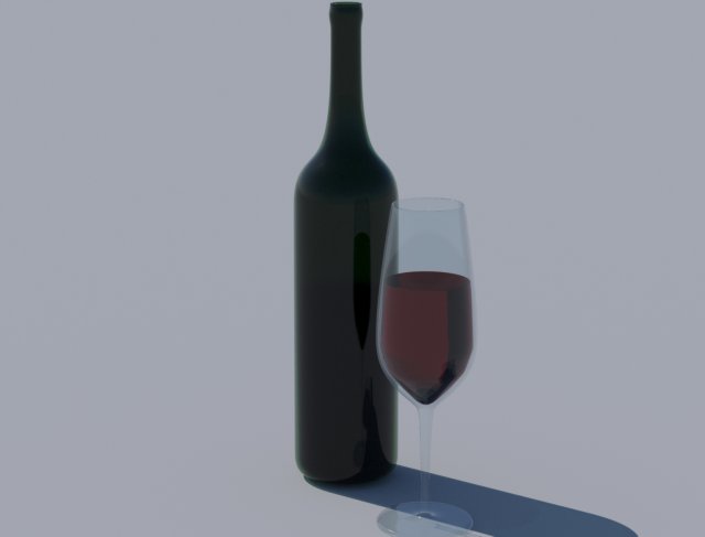 bottle of wine and a glass Modelo 3D .c4d .max .obj .3ds .fbx .stl .blend 