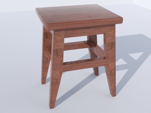 wooden stool Modello 3D