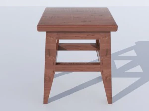 wooden stool 3D Model