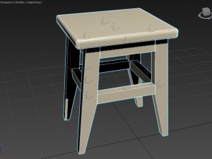 wooden stool 3D Модель