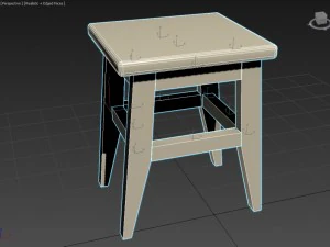 wooden stool 3D Model