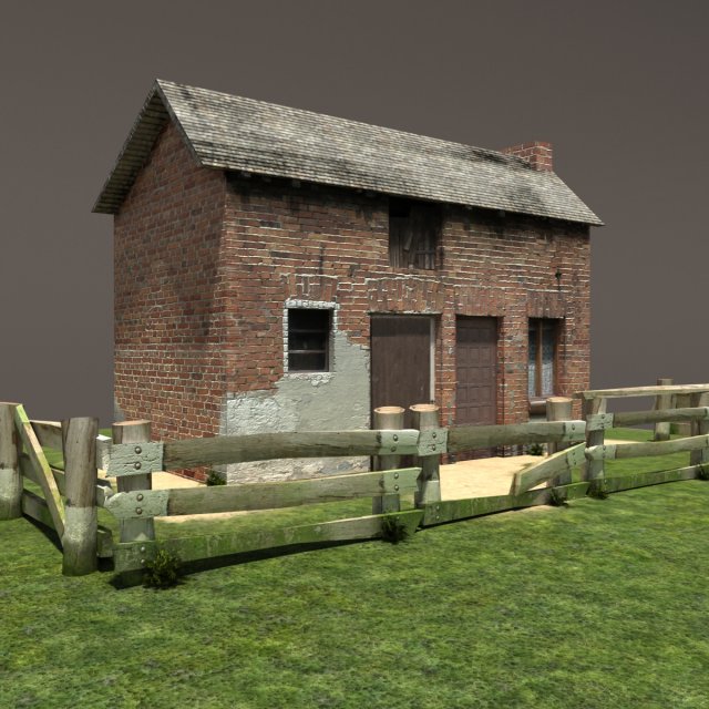 derelict house barn low poly 151 3D Model .c4d .max .obj .3ds .fbx .stl .blend 