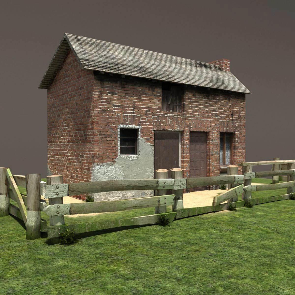 derelict house barn low poly 151 3D Model .c4d .max .obj .3ds .fbx .stl .blend 