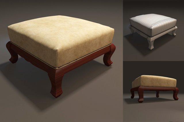 Footrest furniture 3D Model .c4d .max .obj .3ds .fbx .stl .blend 