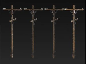 poteau &eacute;lectrique - textures pbr Modèle 3D