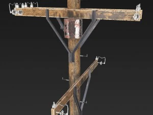 poteau &eacute;lectrique - textures pbr Modèle 3D