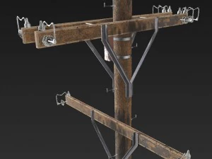 poteau &eacute;lectrique - textures pbr Modèle 3D